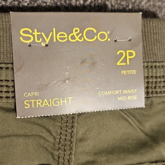 NWT Style & Co Green Women's Capris Pants Size 2 Petite - Picture 5 of 6